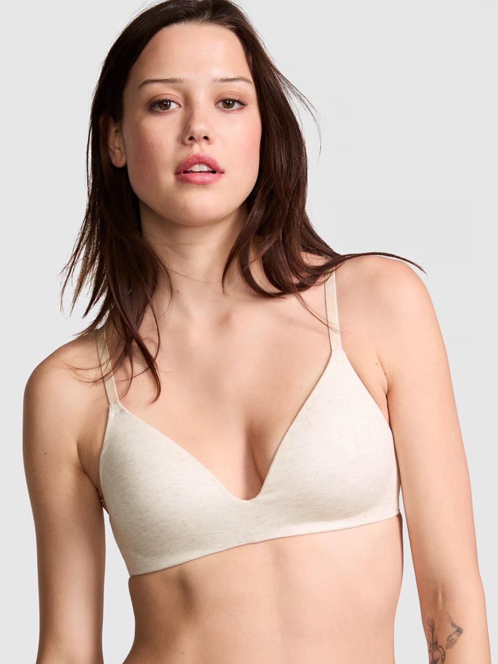 Victorias secret PINK natural heather wear everywhere wireless bra 34D
